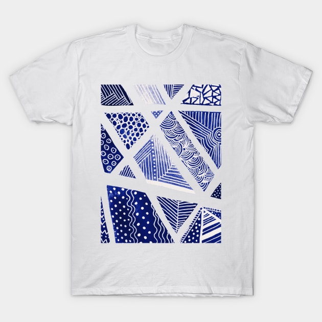 Geometric doodles - blue and white T-Shirt by wackapacka